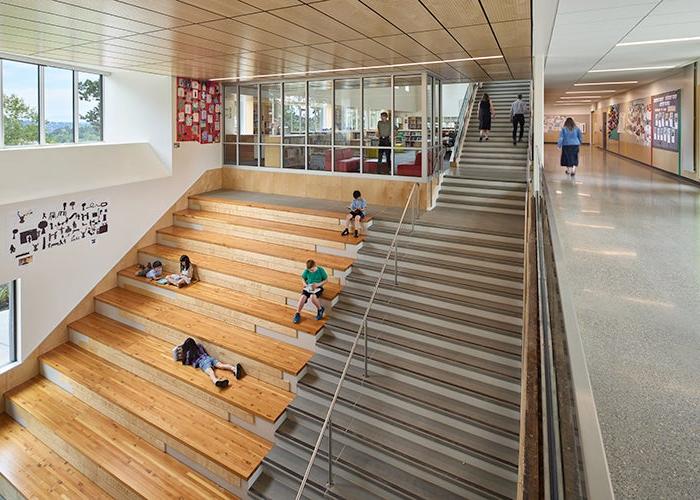 learning stairs and steps going up to library